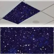 Photo 1 of 10 Pack Fluorescent Light Covers 2 x 4 ft Magnetic Light Cover Ceiling Light Cover Classroom Light Filters Cubicle Light Shield for Classroom Office Home Drop Ceiling Decorations (Starry Sky)