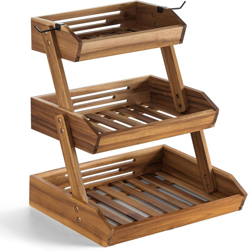 Photo 1 of 3 TIER WOOD FRUIT BASKET SKU NO ST069