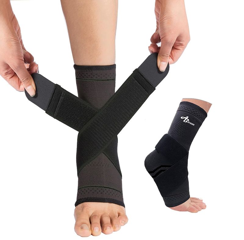 Photo 1 of (READ FULL POST) XL ABIRAM Foot Sleeve (Pair) with Compression Wrap, Ankle Brace For Arch, Ankle Support, Football, Basketball, Volleyball, Running, For Sprained Foot, Tendonitis, Plantar Fasciitis
