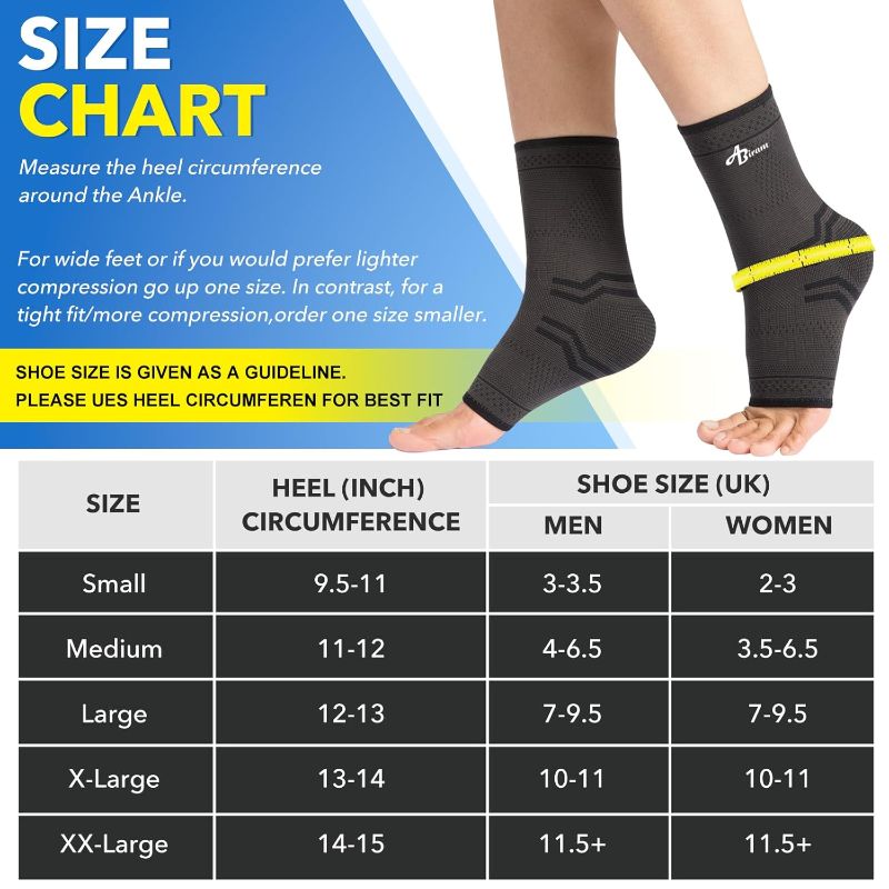 Photo 3 of ABIRAM Foot Sleeve (Pair) with Compression Wrap, Ankle Brace For Arch, Ankle Support, Football, Basketball, Volleyball, Running, For Sprained Foot, Tendonitis, Plantar Fasciitis
