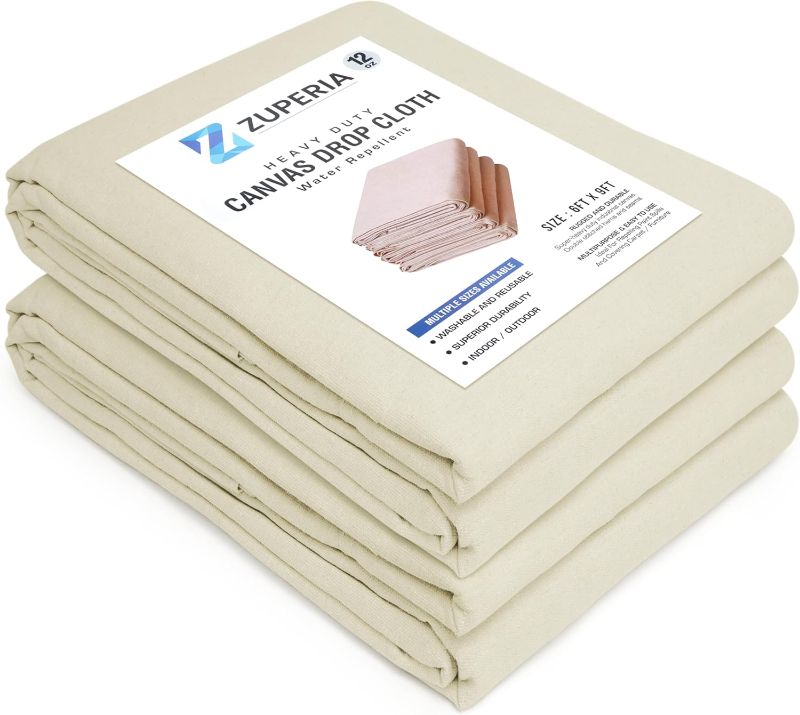 Photo 1 of 
ZUPERIA Premium Canvas Drop Cloth Water Resistant & Pure Cotton Painters Drop Cloth for Painting - All Purpose Thick Canvas tarp with Double Stitched Edges  ***multiple sizes available ****