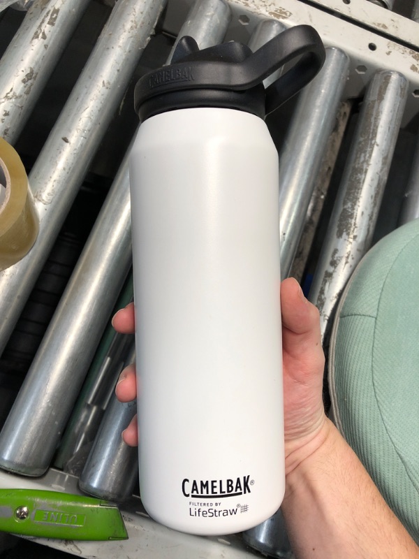 Photo 1 of (READ FULL POST) CamelBak eddy+ Water Filter Water Bottle by LifeStraw Integrated 2-Stage Filter Straw - For Hiking, Backpacking, Travel, and Emergency Preparedness - 32oz Vacuum Insulated Stainless Steel, White
