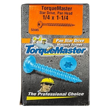 Photo 1 of 1/4" x 1-1/4" TorqueMaster Blue Ruspert Star Drive Pan Head Masonry Screws, 100 Pieces, Concrete Screws, Rust Resistance, for Exterior & Lumber Applications, Durable Alloy Steel