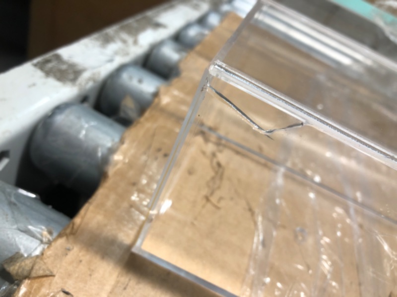 Photo 3 of (MINOR DAMAGE/ SEE NOTES) 
JUXYES 3 Tiers Acrylic Display Case for Collectibles, Wall Mounted or Tabletop Acrylic Display Case Box with Door, Clear Dustproof Acrylic Boxes for Display Mini Action Figures, No Assembly Required