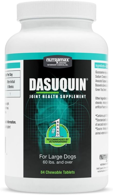 Photo 1 of 
Nutramax Laboratories Dasuquin Joint Health Supplement for Large Dogs - With Glucosamine, Chondroitin, ASU, Boswellia Serrata Extract, and Green Tea Extract, 84 Chewable Tablets
Visit the Nutramax Laboratories