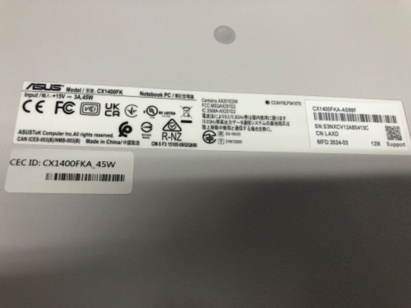 Photo 6 of ASUS Chromebook Flip CX1 Convertible Laptop---SN---S3NXCV12A85413C
