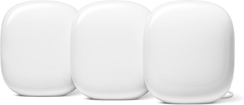 Photo 1 of (READ FULL POST) Google Nest WiFi Pro - 6E - Reliable Home Wi-Fi System with Fast Speed and Whole Home Coverage - Mesh Router - 3 Pack - Snow
