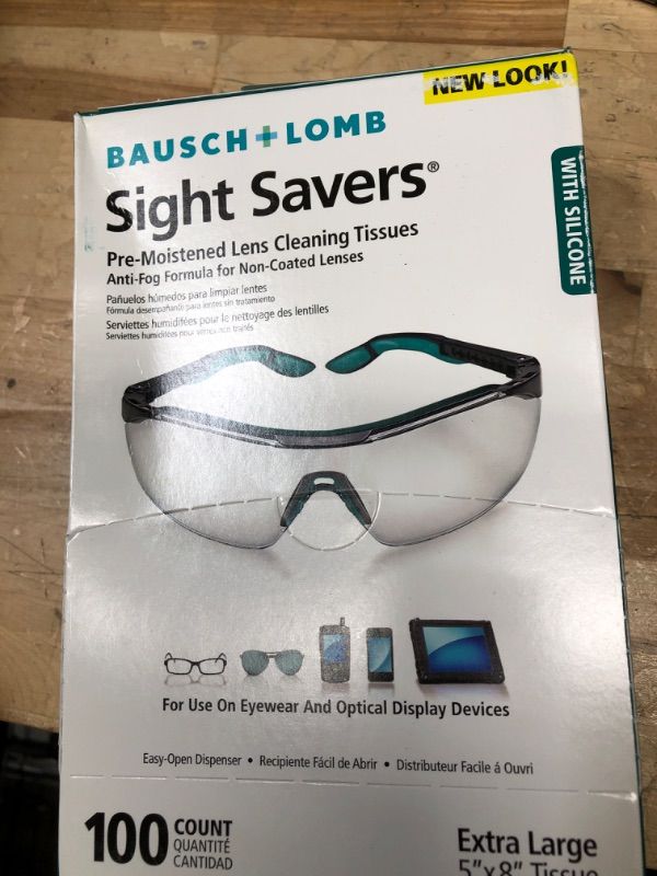 Photo 2 of Bausch & Lomb Sight SaversLens Cleaning Wipes, Pre-Moistened Tissues, Anti-Fog, Anti-Static, Anti-Streaking, Cleans Glass and Plastic, 100 Count (Pack of 1)