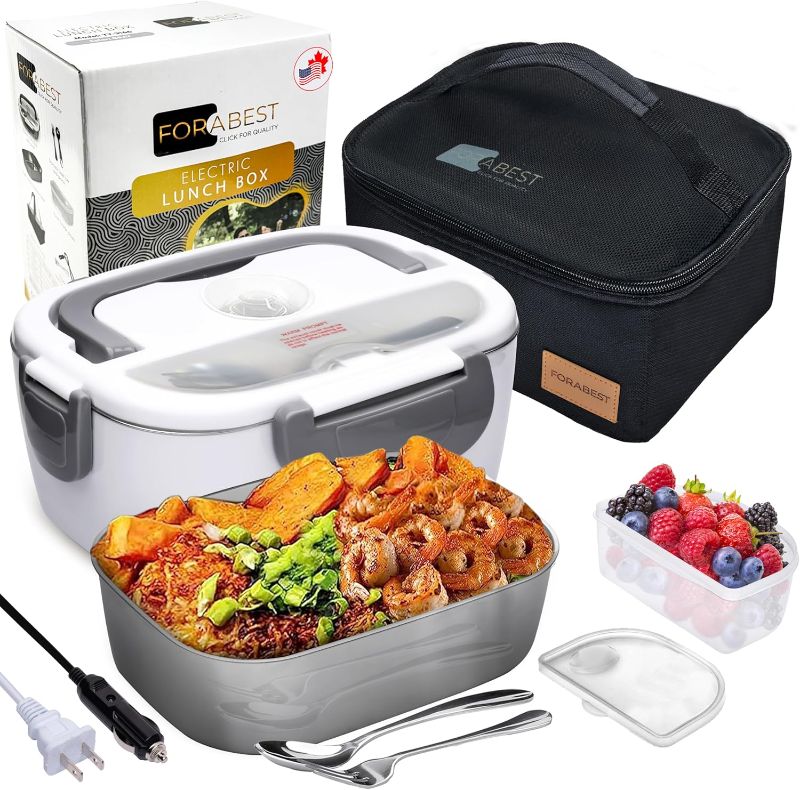 Photo 1 of 
FORABEST Electric Lunch Box for Adults, Fast 80W Heated Lunch Box for Adult 12/24/110/220V Portable Food Warmer Lunch Box for Car,Truck,Office 1.5L Durable Leakproof Loncheras Para Hombres De Trabajo