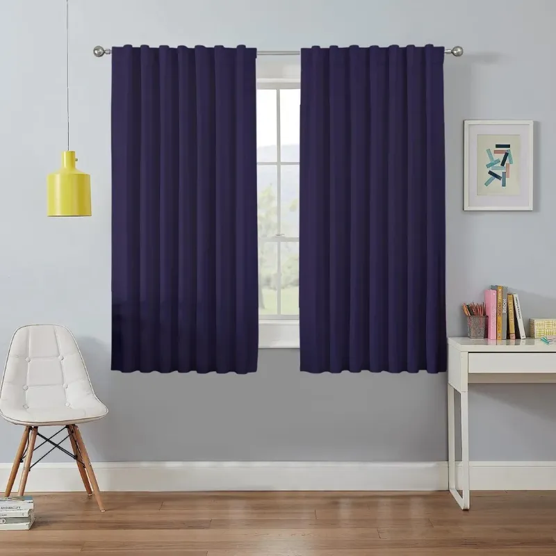 Photo 1 of  Joydeco 100% Blackout Curtains 108 inches Long for Bedroom Living Room - 2 Panels Burg Set Room Darkening Black Out Curtains for Bedroom Windows, Back tab Rod Pocket