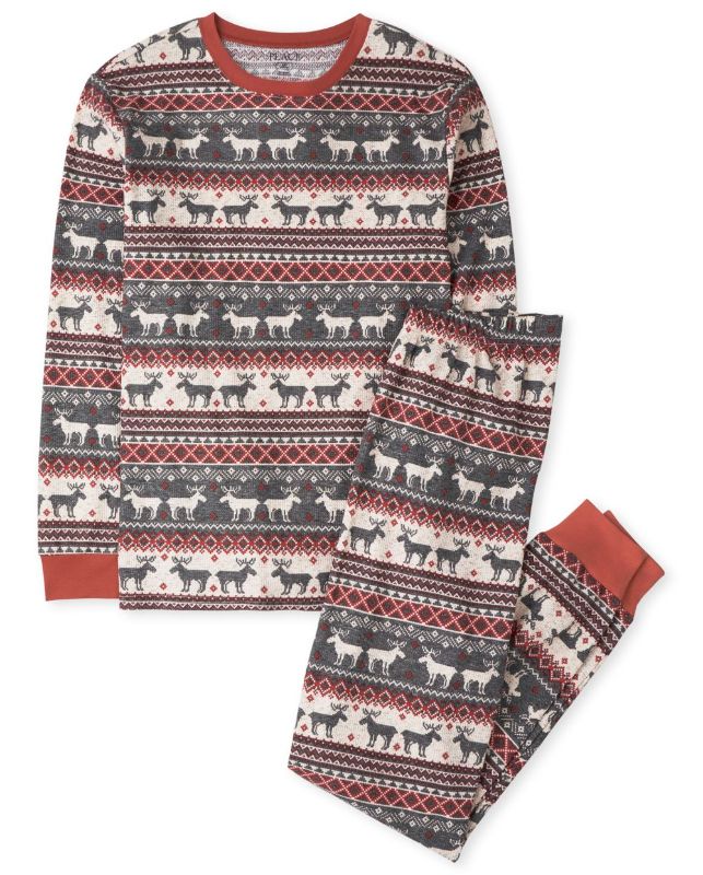 Photo 1 of (read full post) The Children's Place Unisex Adult Matching Family Thermal Reindeer Fairisle Cotton Pajamas | Size adult small 
