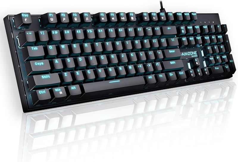 Photo 1 of Aimzone Gaming Keyboard Mechanical, 104 Keys Ultra-Slim LED Backlit USB 100% Wired Gaming Keyboard Full Size, Durable ABS Keycaps/Anti-Ghosting/Spill-Resistant Computer Keyboard for PC Mac Xbox