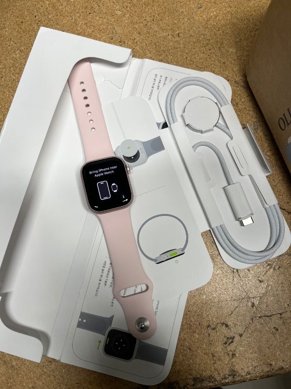 Photo 2 of Apple Watch Series 9 [GPS + Cellular 41mm] Smartwatch with Pink Aluminum Case with Pink Sport Band S/M. Fitness Tracker, Blood Oxygen & ECG Apps, Always-On Retina Display