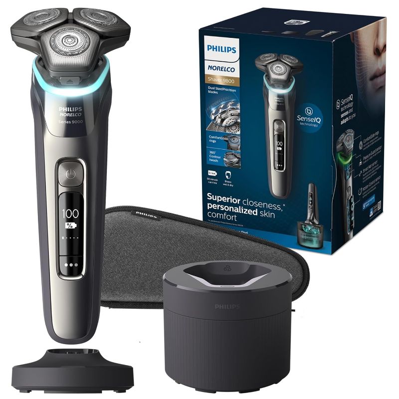 Photo 1 of 
Philips Norelco Shaver Series 9000, Wet and Dry Electric Shaver, with Lift & Cut Shaving System and SenseIQ Technology, Pop-up Trimmer, Cleaning Pod