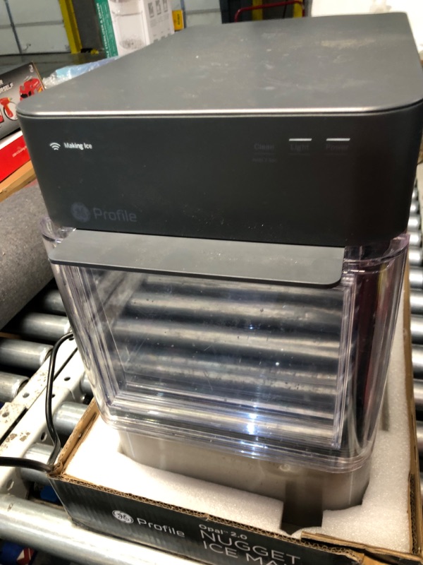 Photo 5 of ***USED - DAMAGED - SEE COMMENTS***
GE Profile Opal 2.0 with 0.75 Gallon Tank, Chewable Crunchable Countertop Nugget Ice Maker, Scoop included, 38 lbs in 24 hours, Pellet Ice Machine with WiFi & Smart Connected, Stainless Steel Opal 2.0 + Side Tank Stainl