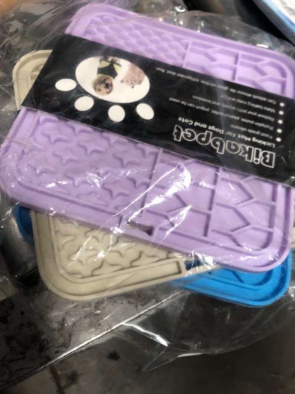 Photo 2 of * Missing One* Bikabpet Lick Mat for Dogs and Cats?Cat Licking Pad with Suction Cups for Dog Anxiety Relief?Dog Peanut Butter Lick Pads for Dogs Perfect for Bathing Grooming,Slow Feeders for Dogs and Cats,4Pack