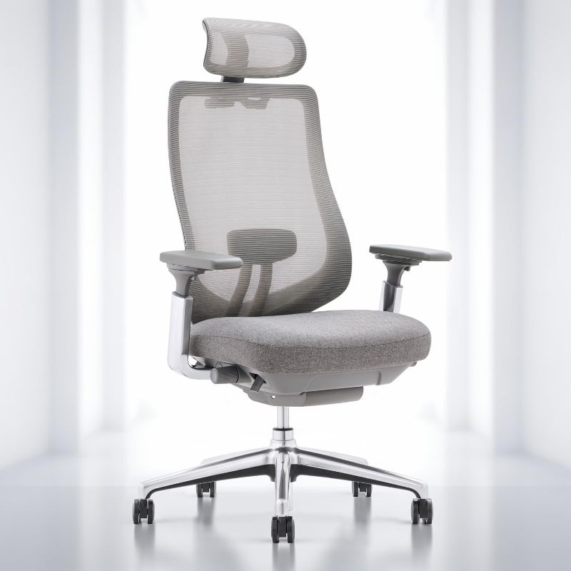 Photo 1 of ***USED - MISSING PARTS - SEE COMMENTS***
COLAMY Ergonomic Mesh Office Chair, High Back Executive Desk Chair with Adjustable Headrest, 4D Arm, Slide Seat, Tilt Lock, Lumbar Support, Grey