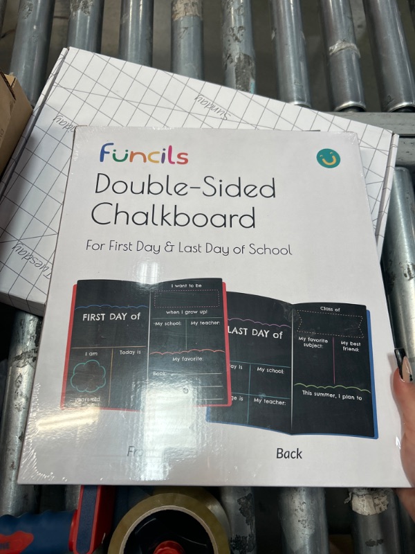 Photo 2 of *** FACTORY SEALED NEW **** First Day of School Sign (11 x 13") - My First and Last Day of School Board, Back to School Sign, First Day of School Board | Kids Preschool, Kindergarten Supplies + 3 Chalkboard Markers Book Board