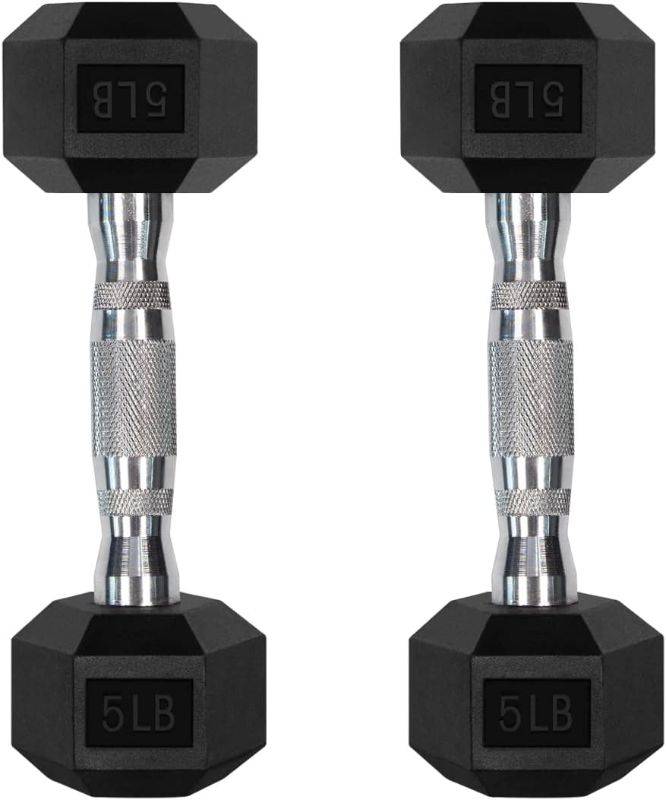 Photo 1 of ***STOCK PHOTO REFERENCE ONLY***
Amazon Basics Rubber Hex Dumbbell Hand Weight 20 LBS X 2, 5 LBS X 2

