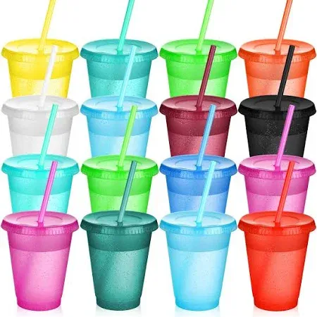 Photo 1 of ***STOCK PHOTO REFERENCE ONLY***
Sieral Cups with Straws and Lids Kids Tumbler with Straw Reusable Water Bottle Iced Coffee Travel Mug Cup Adults Plastic Cups for Parties 16 oz
