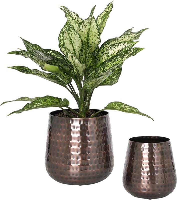 Photo 1 of ***STOCK PHOTO REFERENCE ONLY***
Copper Metal Plant Pot for Indoor Plants with Handcrafted Hammered Design, Decorative Succulent Planter, 2 Piece Set - 5" AND 6" DIAMETER