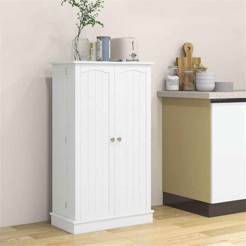 Photo 1 of ***STOCK PHOTO REFERENCE ONLY***
Storage Cabinet, Kitchen Organiser with 2 Doors, Adjustable Shelves, Standing, for Kitchen, Laundry, Utility Room, Living Room, Dining Room, White  42" HI