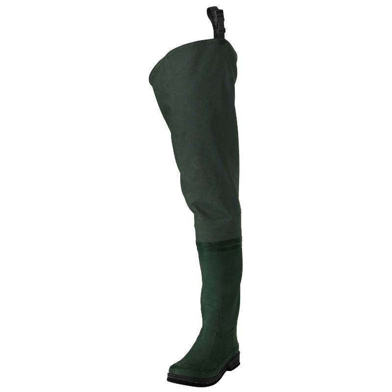 Photo 1 of ***CHECK CLERK NOTES*** Men's Cascades 2-Ply Bootfoot Poly/Rubber Felt Hip Wader | Green | Size 09