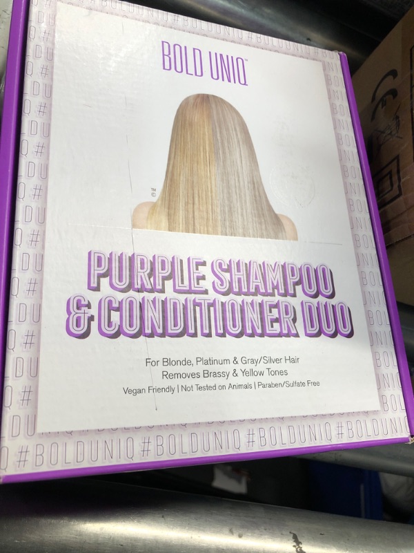 Photo 2 of ***FACTORY SEALED*** Bold Uniq Purple Toning Shampoo & Conditioner Set - For Blonde, Platinum, Ash, Bleached, Grey, Ash & Silver hair - Eliminates Brassy, Yellow Tones - Vegan, Paraben & Sulphate Free - 8 Fl Oz Each