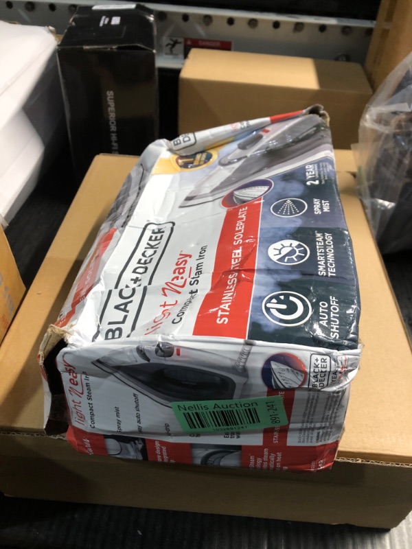 Photo 1 of BLACK+DECKER Light ‘N Easy™ Compact Steam Iron with Stainless Steel Soleplate, Lightweight, Anti-Drip, Grey