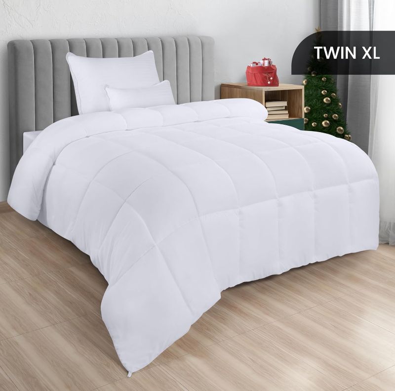 Photo 1 of ***IMAGE FOR REFERENCE***
Bedding Comforters Twin XL Size, All Season Duvet Insert, Down Alternative Box  Bed Comforter with Corner Tabs, Machine Washable (White)