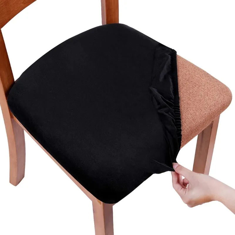 Photo 1 of ***KNIT***
2Pcs Dining Chair Seat Covers, Stretch Fitted Dining Room Chair Seat Cushion Cover, Furniture Protector Slipcovers with Ties ,Black