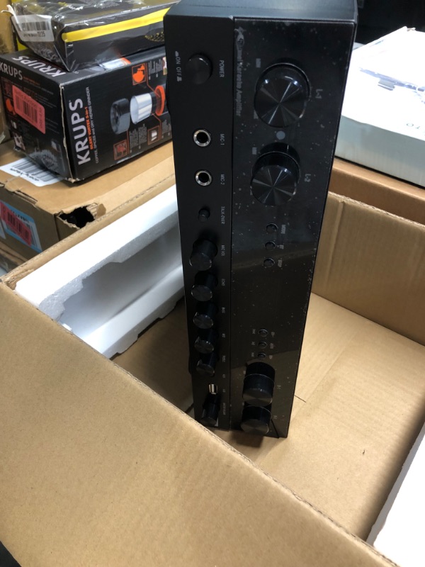 Photo 1 of Donner Stereo Receivers Home Audio Amplifier, Premium 1000W Max Power 4 Channel Amplifier with Bluetooth 5.0, USB, FM, 2 Mic-in, Echo, RCA, Optical/Coaxial Input for Home, Karaoke, Theater Speakers