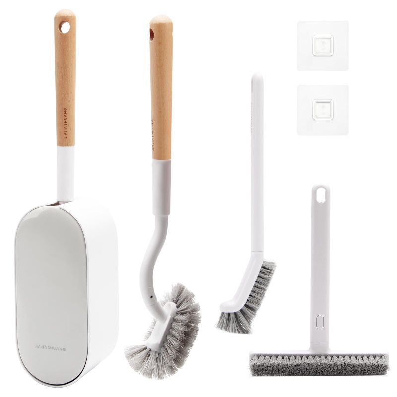 Photo 1 of ***FACTORY SEALED***Sayone Bathroom Accessories,Bathroom Cleaning Brush, Toilet Bowl Brush, Toilet Brush and Holder Set, Grout Cleaner Brush, Scrub Brush for Shower Tile, for Bathroom Cleaning, White