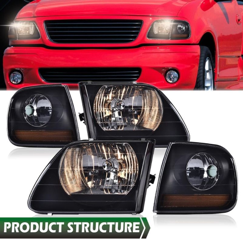 Photo 1 of ***STOCK PHOTO FOR REFERENCE ONLY - UNABLE TO IDENTIFTY EXACT ITEM***
cciyu Headlight Assembly For Ford For Expedition 1997-2002,For F-150 1997-2003,For F-150 Heritage 2004,For F-250 1997-1999 Chrome Housing Clear Lens Headlamps