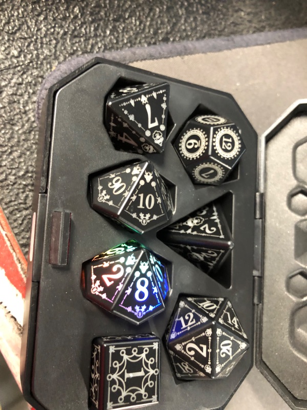 Photo 2 of (READ FULL POST) FONVGOGO Light up Dice, Rechargeable Dice Set D&D Electronic Flashing LED Dice with Charging Case Glow in The Dark Dice for Dungeons and Dragons Role Playing Game RPG Dice (Blue)