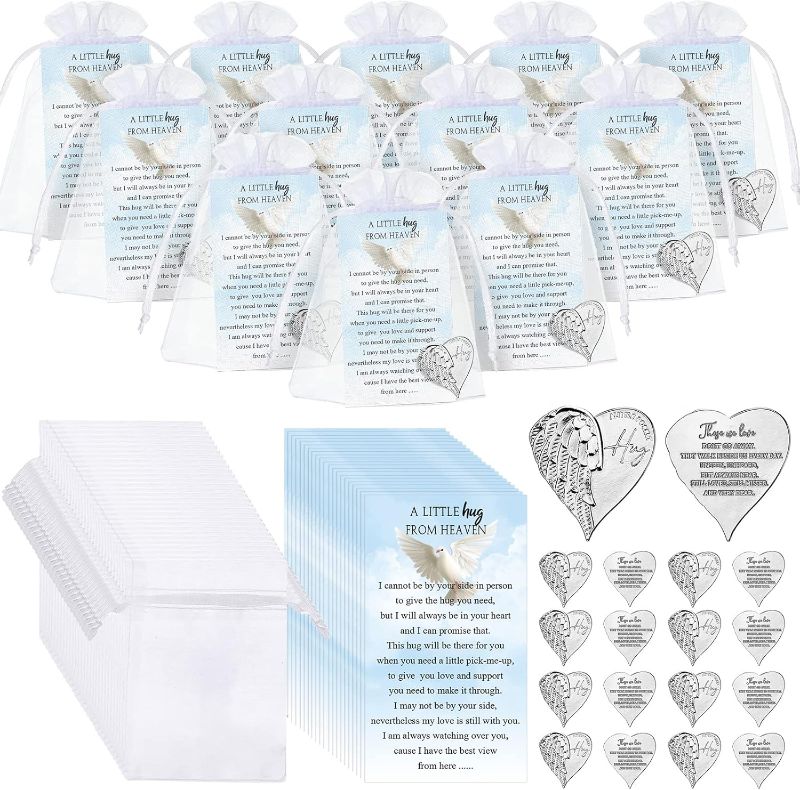 Photo 1 of ***CARDS ONLY***
Inbagi 100 Sets Memorial Angel Sign Coins Set Funeral Pocket Token Heart Pocket Hug Coins Poem Cards Organza Gift Bags Celebration of Life Favors Funeral Memorial Gifts for Guest Family Church
