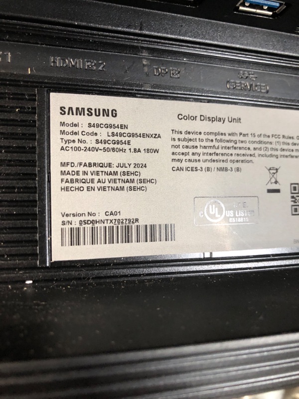 Photo 2 of ***NO POWER CORD/UNABLE TO TEST***
Samsung Odyssey G95C 49" Dual 1440p HDR 240 Hz Curved Ultrawide Gaming Monitor (Black)