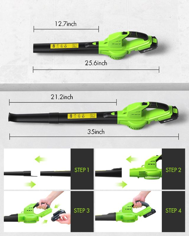 Photo 2 of ***JUST THE HANDLE - NO BATTERIES OR ACCESSORIES***
Anykit Leaf Blower, Cordless Leaf Blower with Battery and Charger, 20V Electric Leaf Blower Cordless, 2 Speed Modes, Handheld Lightweight Blower for Blowing Patio/Driveway (Green)