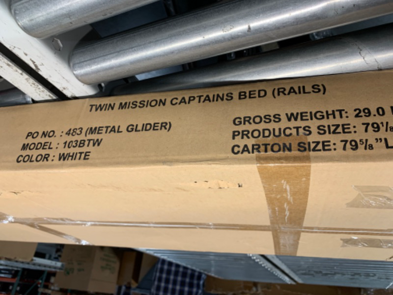 Photo 3 of ***IMAGE FOR REFERENCE***
DONCO KIDS TWIN MISSION CAPTAINS BED (RAILS) ONLY 
****(BOX 2/3, MISSING BOXES 1 & 3)****
MODEL: 103BTW (WHITE)
**YOU WILL NOT BE ABLE TO BUILD BED PICTURED WITH PIECE FROM THIS AUCTION.**