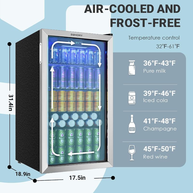 Photo 2 of ***BOX FULL OF CAT HAIR***
EUHOMY Beverage Refrigerator and Cooler, 126 Can Mini fridge with Glass Door, Small Refrigerator with Adjustable Shelves for Soda Beer or Wine, Perfect for Home/Bar/Office, Silver