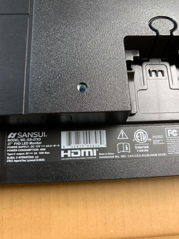 Photo 1 of SANSUI 24 Inch Gaming Monitor 180Hz 1Ms FreeSync HDR 110% sRGB FHD 1080P Computer Monitor HDMI DP Ports Eye Care Frameless VESA Mount Cable Management(ES-G24F4L DP Cable Included)