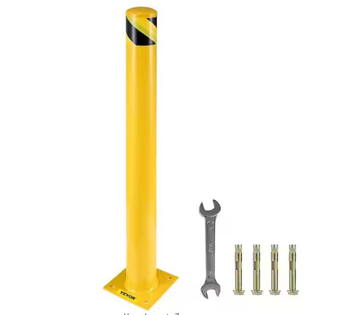 Photo 1 of ***FACTORY SEALED - OPENED TO INSPECT***
VEVOR Safety Bollard Post 48 in. H x 4.5 in. D Safety Bollard Yellow Powder Coat Pipe Steel Barrier Safety Post (1-Piece)