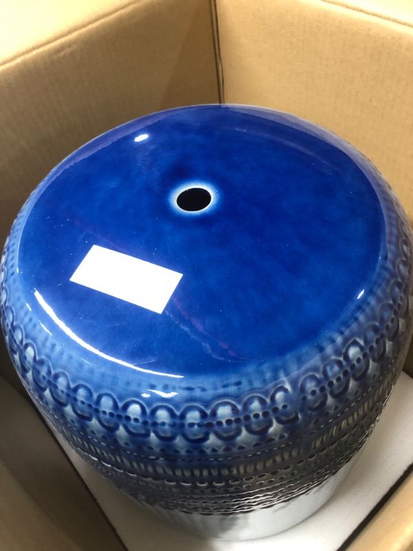 Photo 2 of ***FACTORY SEALED******SIMILAR COLOR SEE PICTURES***JONATHAN Y TBL1003A Acanthus 17.8" Chinoiserie Ceramic Drum Indoor/Outdoor Garden Stool, Bohemian, Coastal, Classic, Cottage, French Country, Traditional, Living Room, Garden Room, Patio, Blue/White