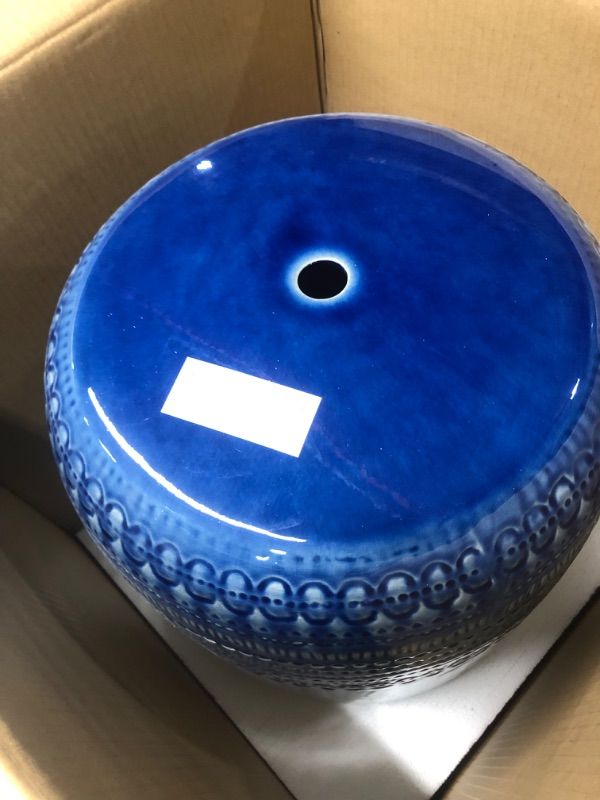 Photo 3 of ***FACTORY SEALED******SIMILAR COLOR SEE PICTURES***JONATHAN Y TBL1003A Acanthus 17.8" Chinoiserie Ceramic Drum Indoor/Outdoor Garden Stool, Bohemian, Coastal, Classic, Cottage, French Country, Traditional, Living Room, Garden Room, Patio, Blue/White