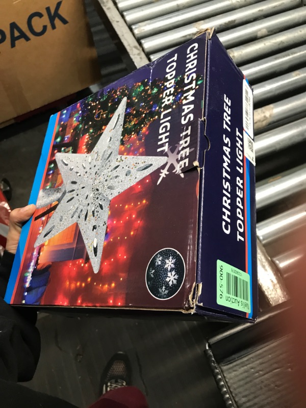 Photo 2 of **MISSING PROJECTION SCREENS, STAR ONLY**
DG-Direct Christmas Tree Topper Lighted Star [Silver],3D Hollow Sparkling Star Christmas Tree Topper with Rotating Magic Cool White Snowflake Projector for Christmas Tree Ornament (Silver)