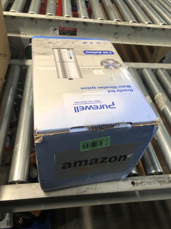 Photo 2 of *** FACTORY SEAL***Purewell 2.25G Gravity Water Filter System with Water Level Window, 8-Stage 0.01?m Ultra-Filtration Stainless Steel Countertop System with 4 Filters and Stand, Reduce Fluoride and Chlorine, PW-KS-CF