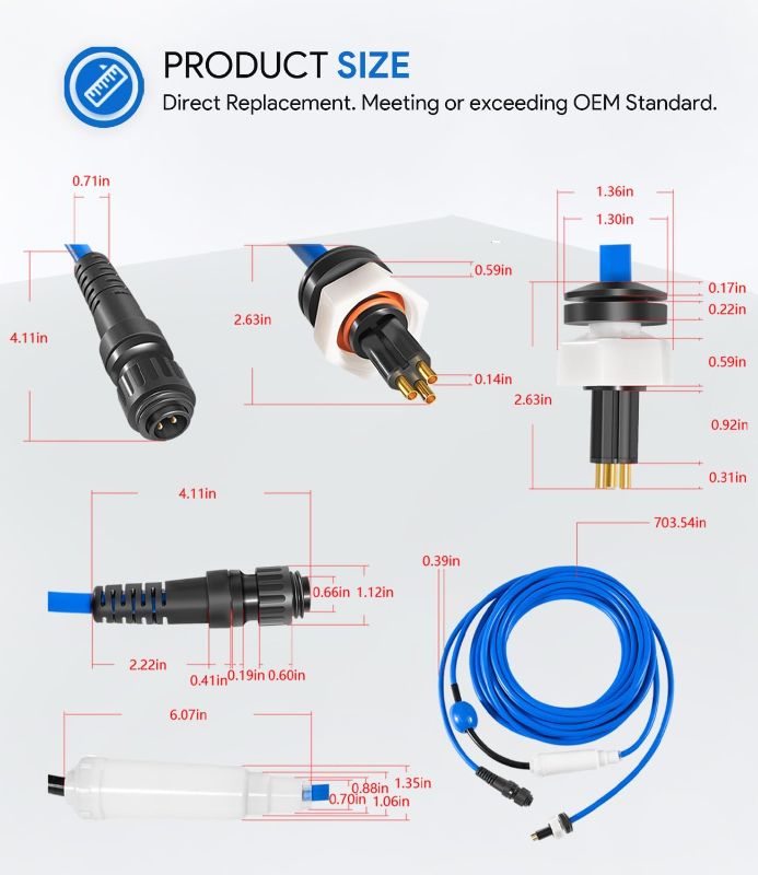 Photo 2 of ***CABLE ONLY**
99958906-DIY Cable and Swivel - 3 Wire - for Dolphin Robotic Pool Cleaners Active 30, 30i, 40, S300i, S400, T45, T55i Compatible with Wi-Fi/Bluetooth -18M (60ft)