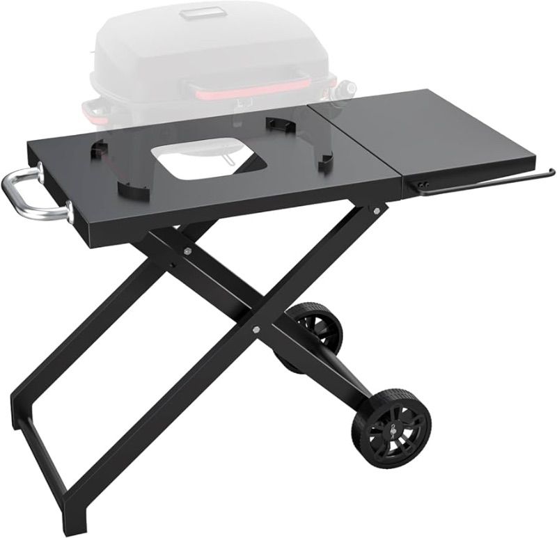 Photo 1 of  Grill Stand for Megamaster 820-0065C 1 Burner Portable Gas Grill, Folding Outdoor Grill Cart for Megamaster Propane Grill 820-0065C, Portable Grill Table for Megamaster Grill Stand with Side Table