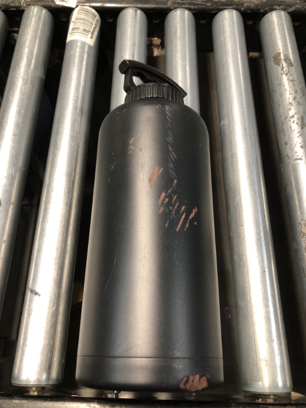 Photo 3 of ***DAMAGED ITEM ***Fifty/Fifty Growler, Double Wall Vacuum Insulated Water Bottle, Stainless Steel, 3 Finger Cap w/ Standard Top, Black, 64oz/1.9L,