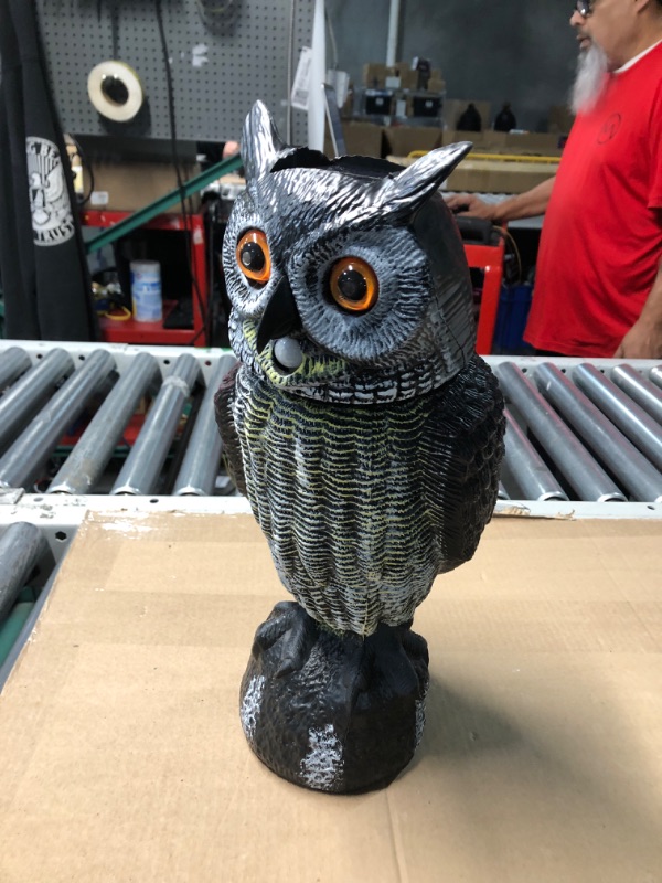 Photo 2 of **FOR PARTS ONLY**(NON REFUNDABLE)
Hausse Solar Fake Owl Decoy Scare Birds Away, Solar Powered Motion Activated Scarecrow Deterrent Owl with Glowing Eyes, Scary Sound & Rotate Head, Nature Enemy Bird Repellent for Outdoor Garden Yard